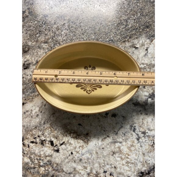 Vintage Pfaltzgraff Yorktowne Oval Vegetable Serving Dish Brown Folk Art #240 - Picture 6 of 7